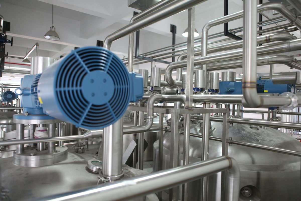 significant industrial plant with a distinctive blue fan