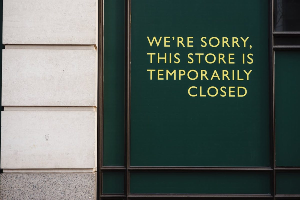 a sign indicating "temporarily closed" displayed on the entrance of a building