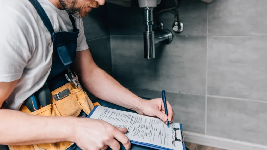 Plumber Filling Out Report