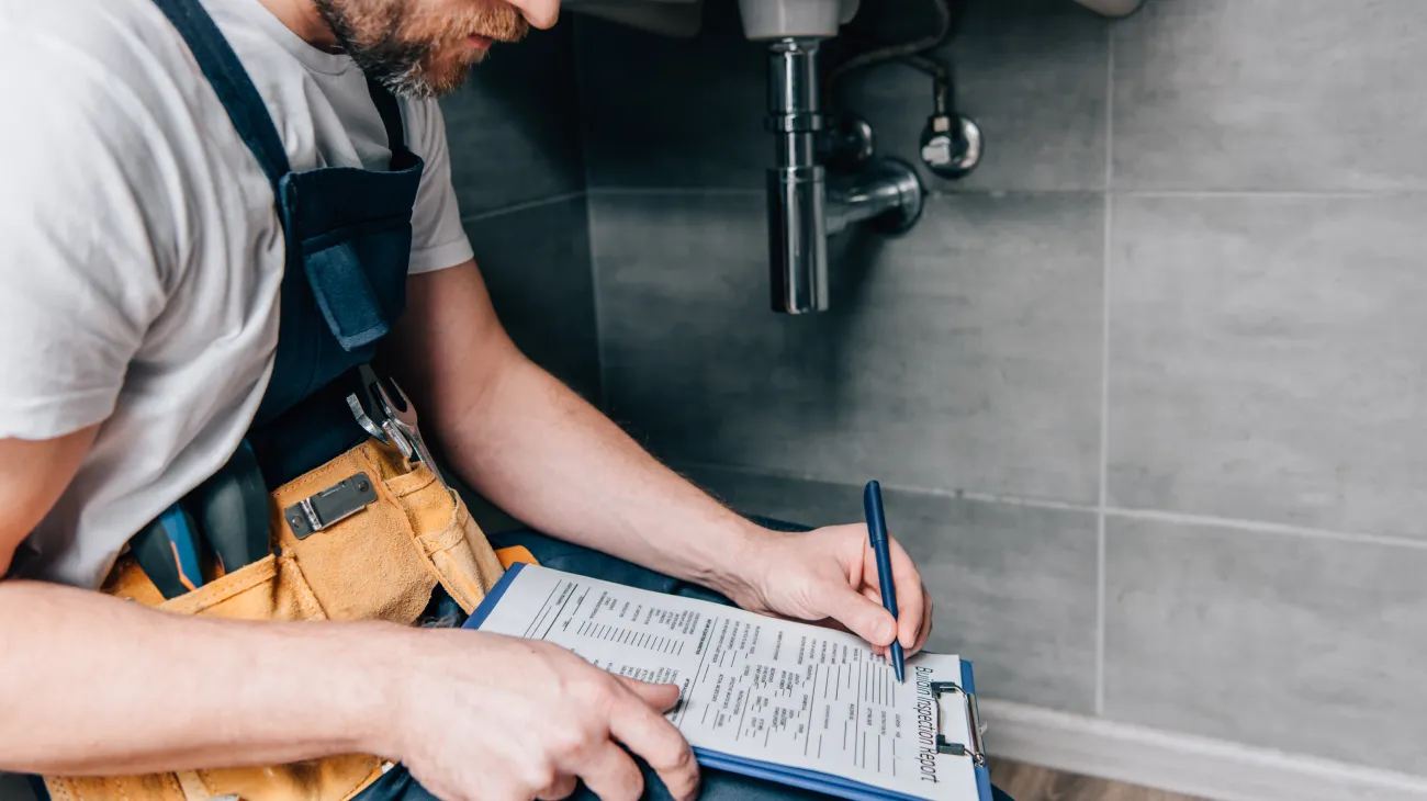 Plumber Filling Out Report